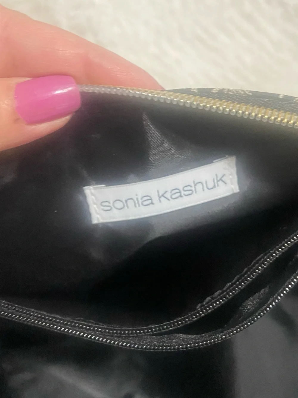 Sonia Kashuk Black + Cream Floral Cosmetic Pouch